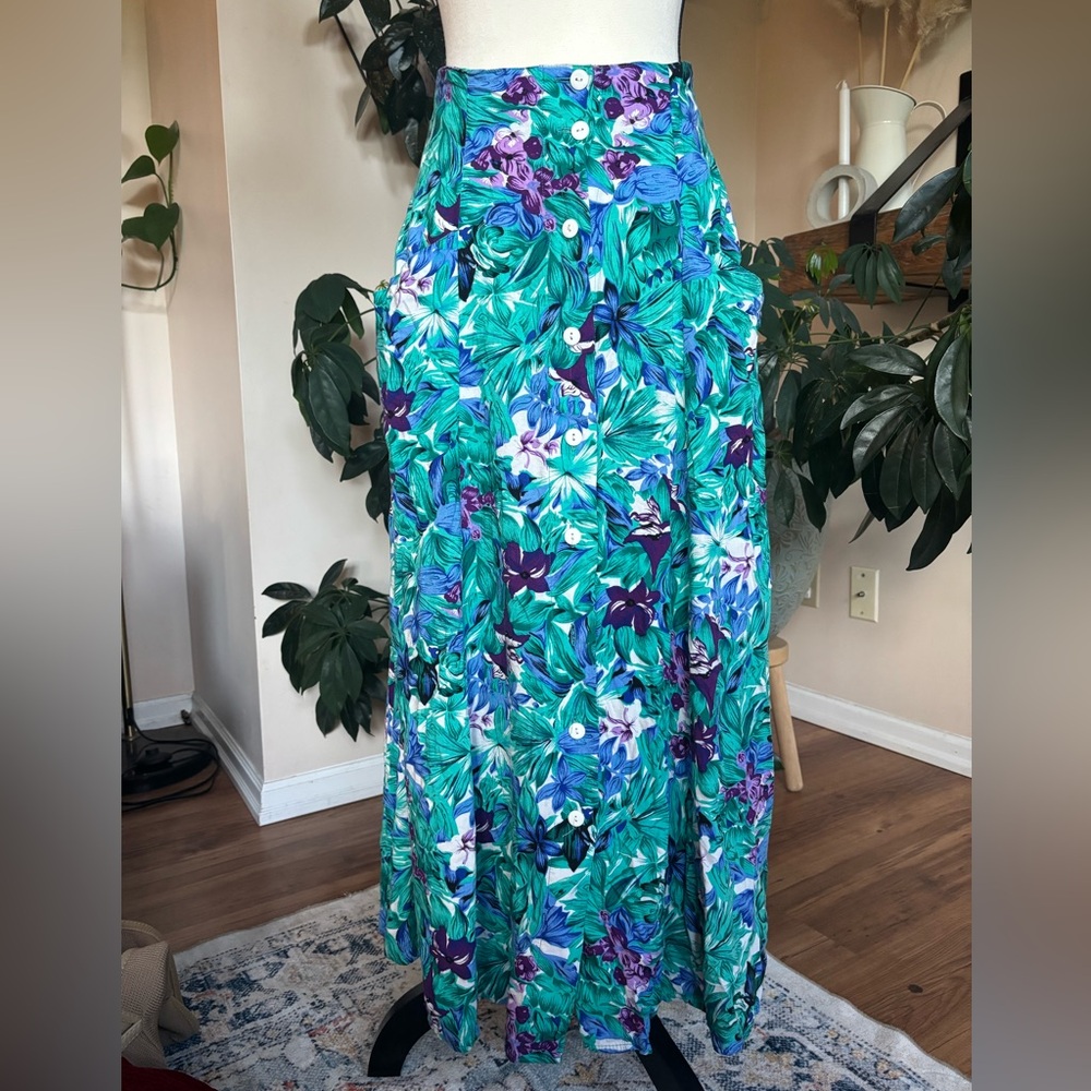 Vintage 80s/90s Savannah Floral Rayon Skirt
